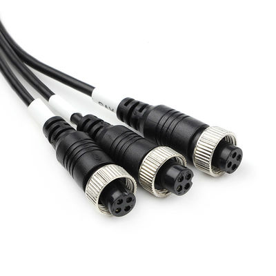 4-Pin Aviation Coiled Extension Cable – 3 Male to 3 Female Spring Wire for MDVR Cameras
