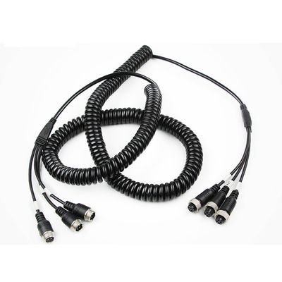 Trailer Retractable Cable 4-Pin Aviation Plug 8M Heavy Duty TPU Sheath Coiled Wire for Semi-Trailer Monitoring System